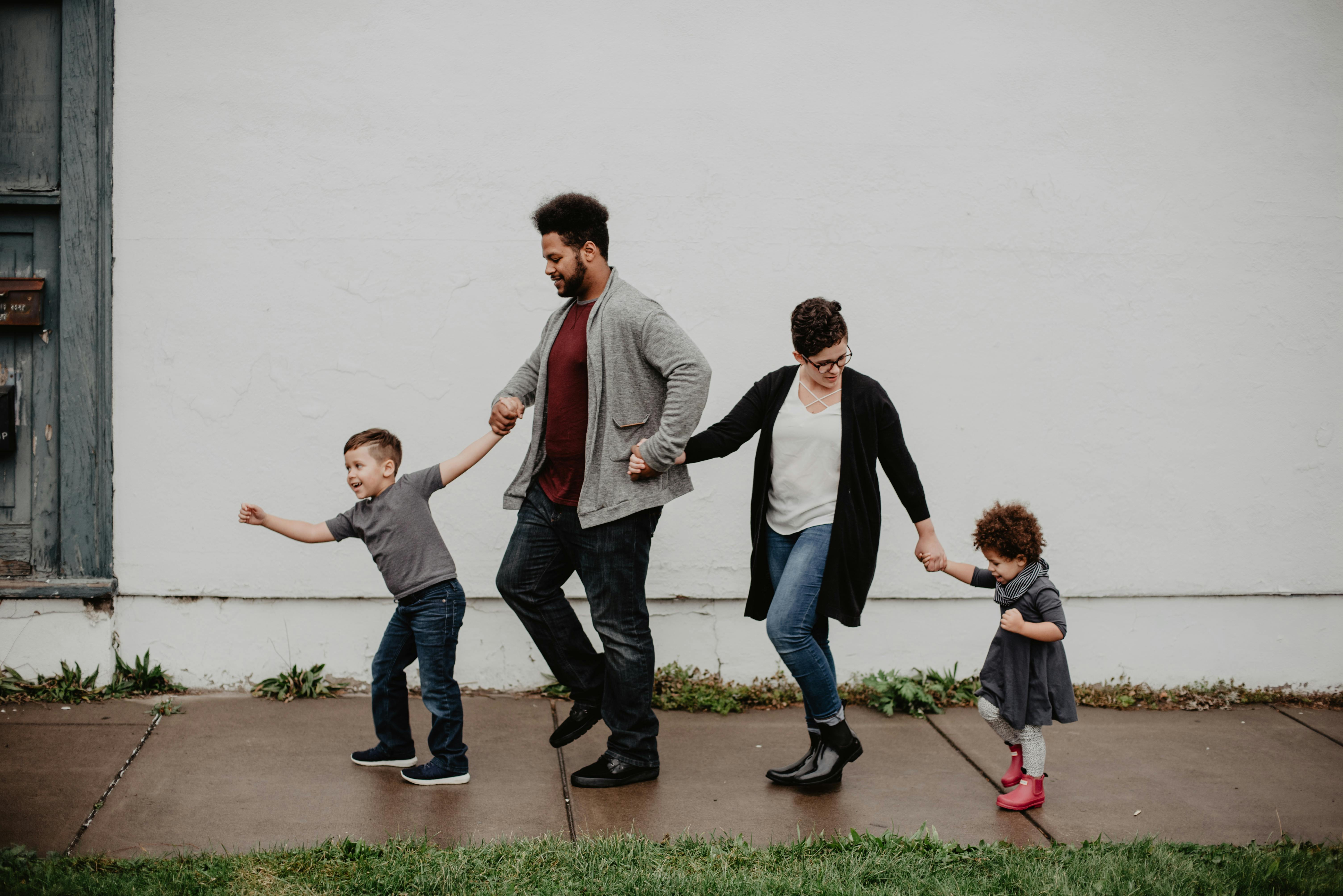 A family walking together hand in hand